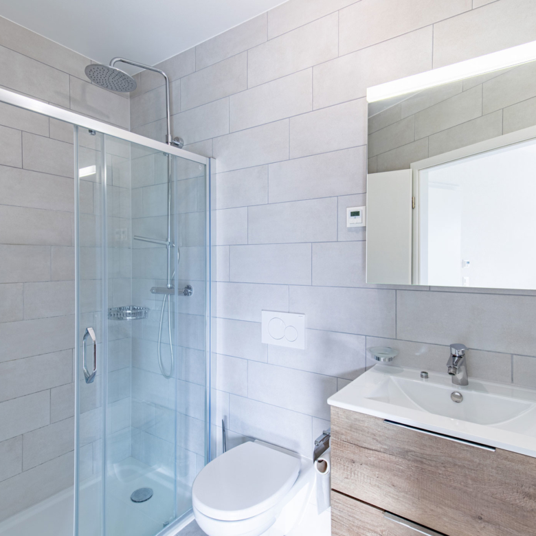 Salle de bain moderne avec douche vitrée