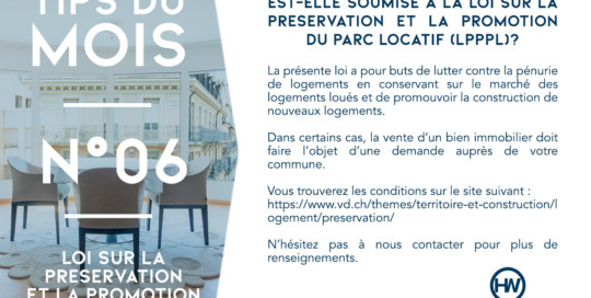 TIPS DU MOIS N°06 : LA VENTE DE VOTRE APPARTEMENT EST-ELLE SOUMISE A LA LOI SUR LA PRÉSERVATION ET LA PROMOTION DU PARC LOCATIF (LPPPL)?
